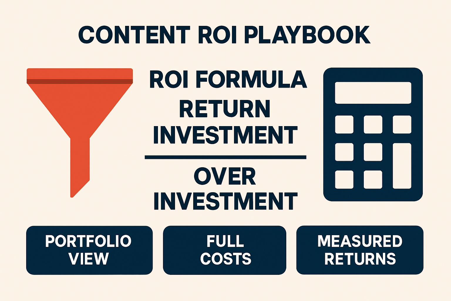 Clean infographic defining content ROI and the ROI formula to align teams early in the article